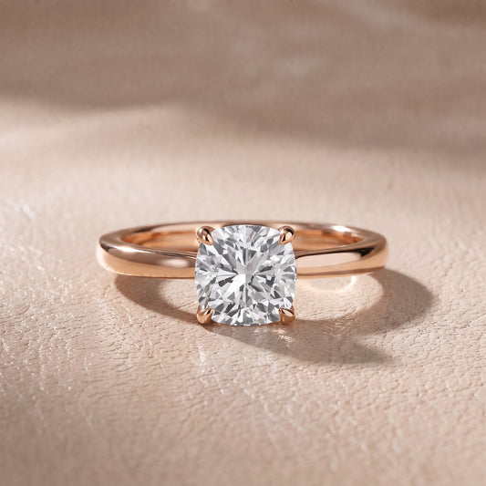 Mena Hidden Halo Cushion Diamond Engagement Ring in Rose Gold - front.jpg