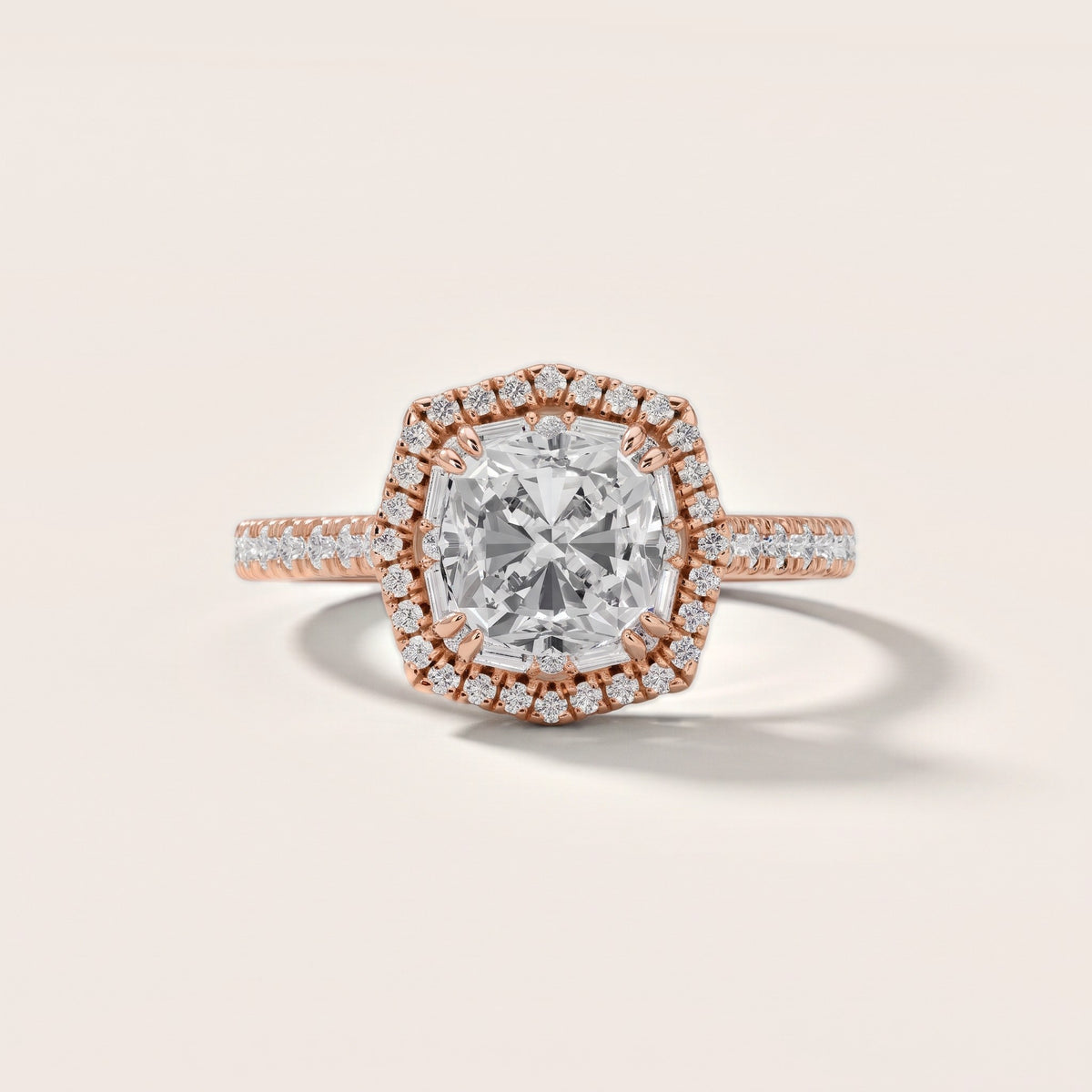 Janelle Double Halo Pavé Cushion Diamond Engagement Ring in Rose Gold - front.jpg