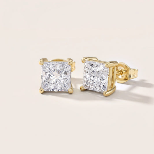 Ember Four-Prong Princess Diamond Earrings in Yellow Gold [studio-20261024]