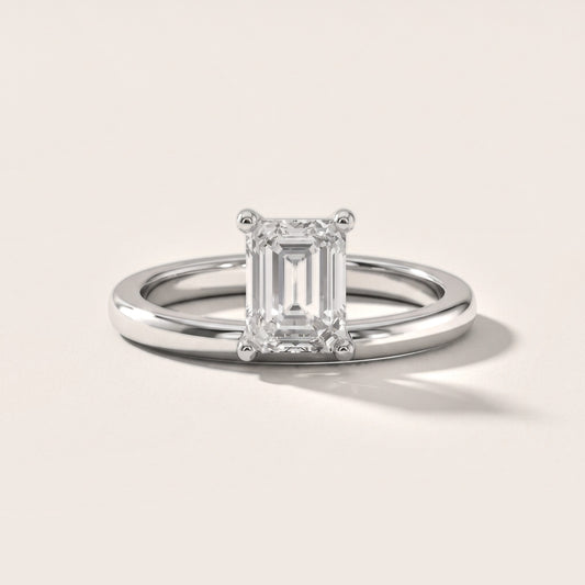 Maisie Four Prong Solitaire Emerald Diamond Engagement Ring in Platinum [studio-20261024]