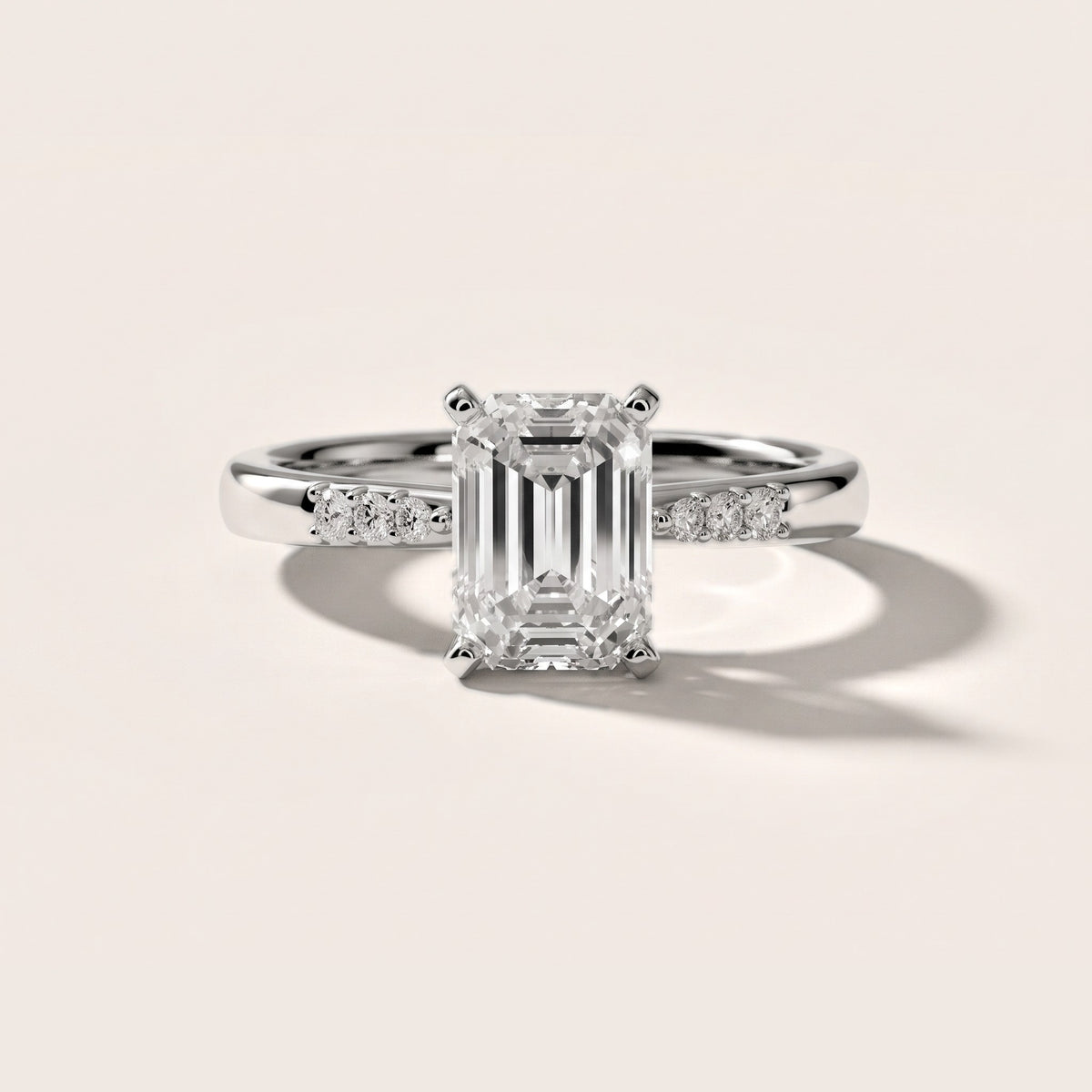 Eugenie Flush-Set Emerald Diamond Engagement Ring in Silver - front.jpg