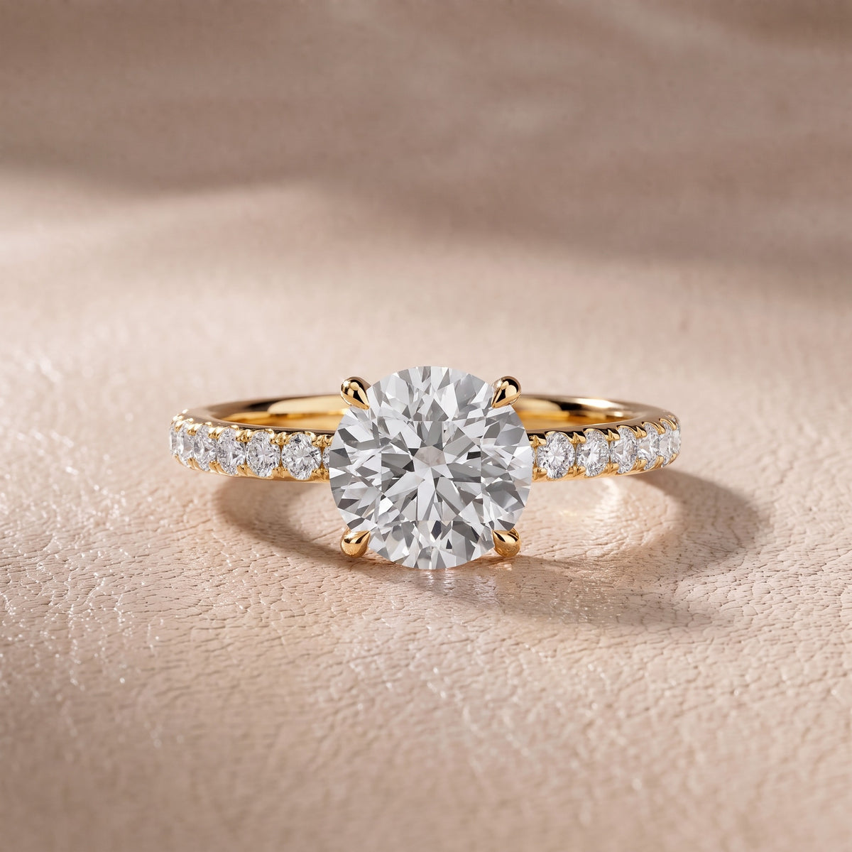Thea Hidden Halo Pavé Round Diamond Engagement Ring in Yellow Gold - front.jpg