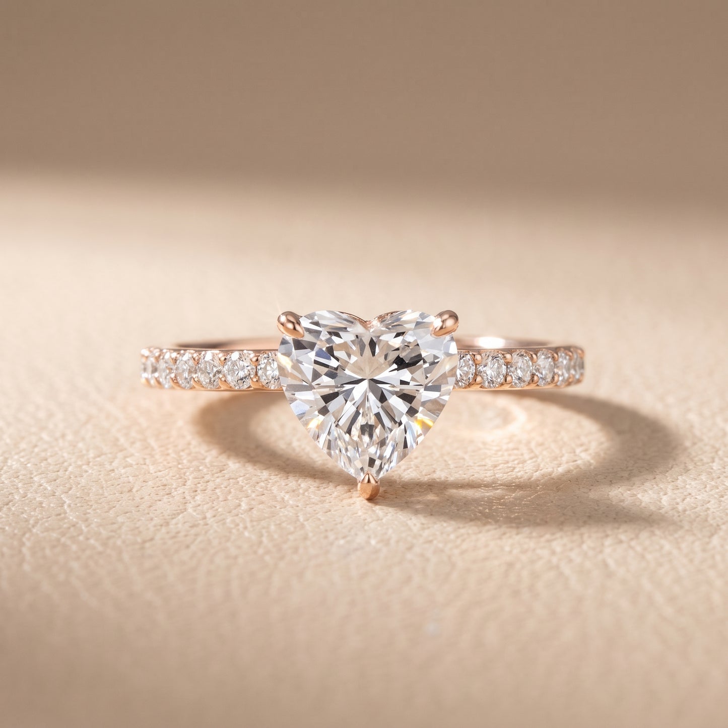 Aisha Pavé Solitaire Heart Diamond Engagement Ring in Rose Gold - front.jpg