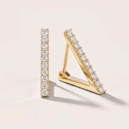 V-Line Pave Round Diamond Huggies Hoop Earrings in Yellow Gold [studio-20261024]