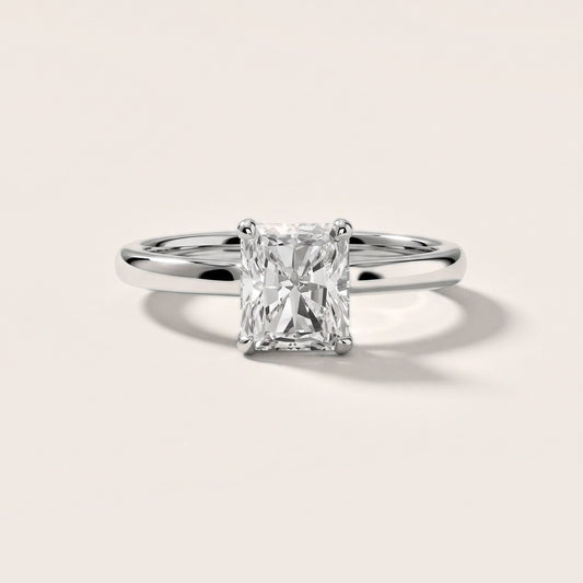 Charlotte Charm Solitaire Radiant Diamond Engagement Ring in White Gold