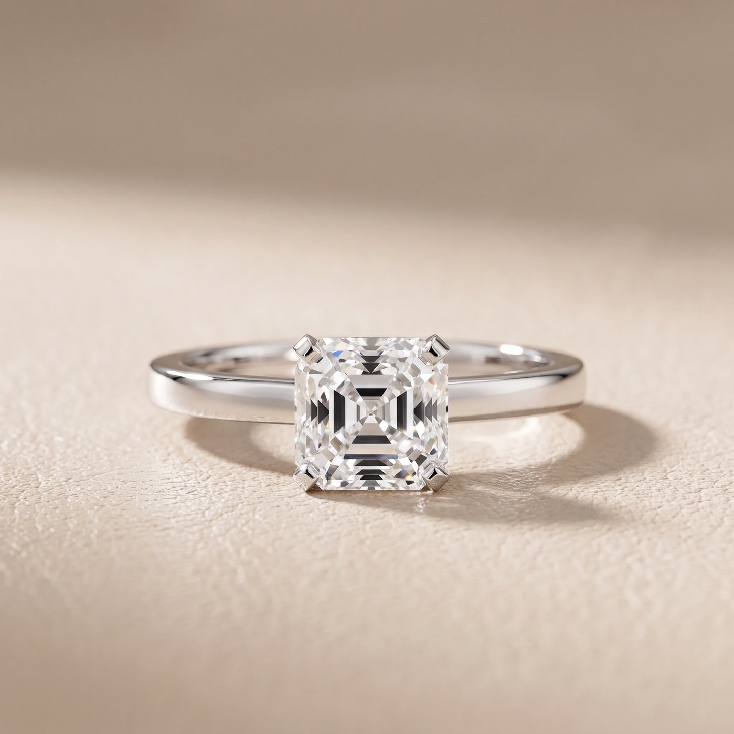 Liana Solitaire Claw Prong Asscher Diamond Engagement Ring in Platinum - front.jpg