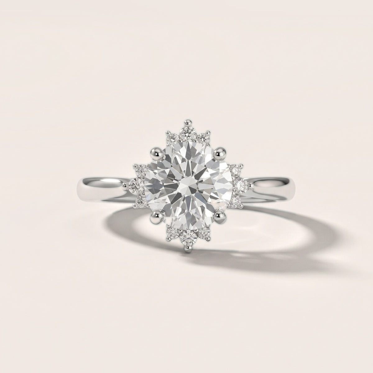 Linden Starburst Cluster Round Diamond Engagement Ring in Platinum - front.jpg