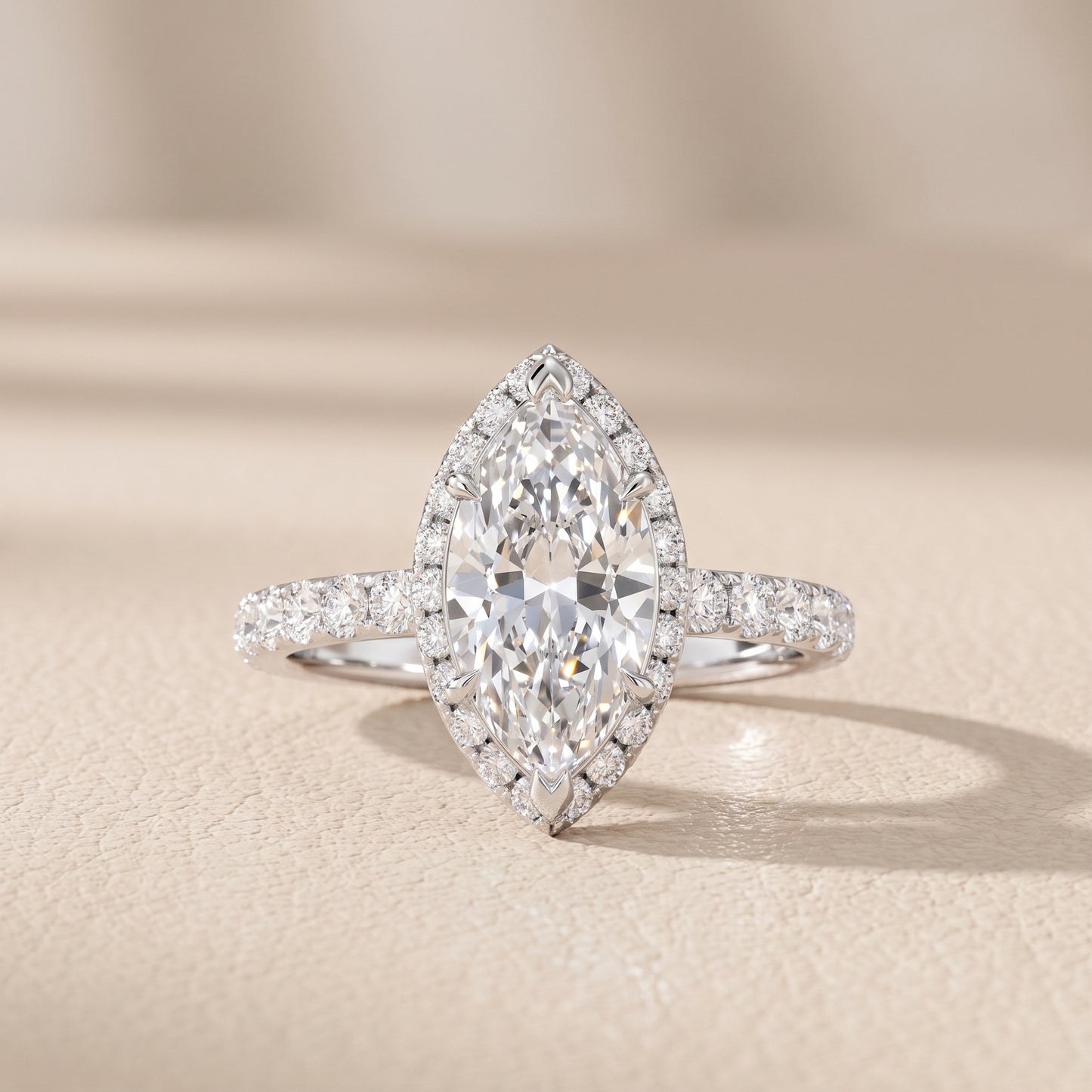 Chloe Halo Pavé Marquise Diamond Ring in Silver - front.jpg