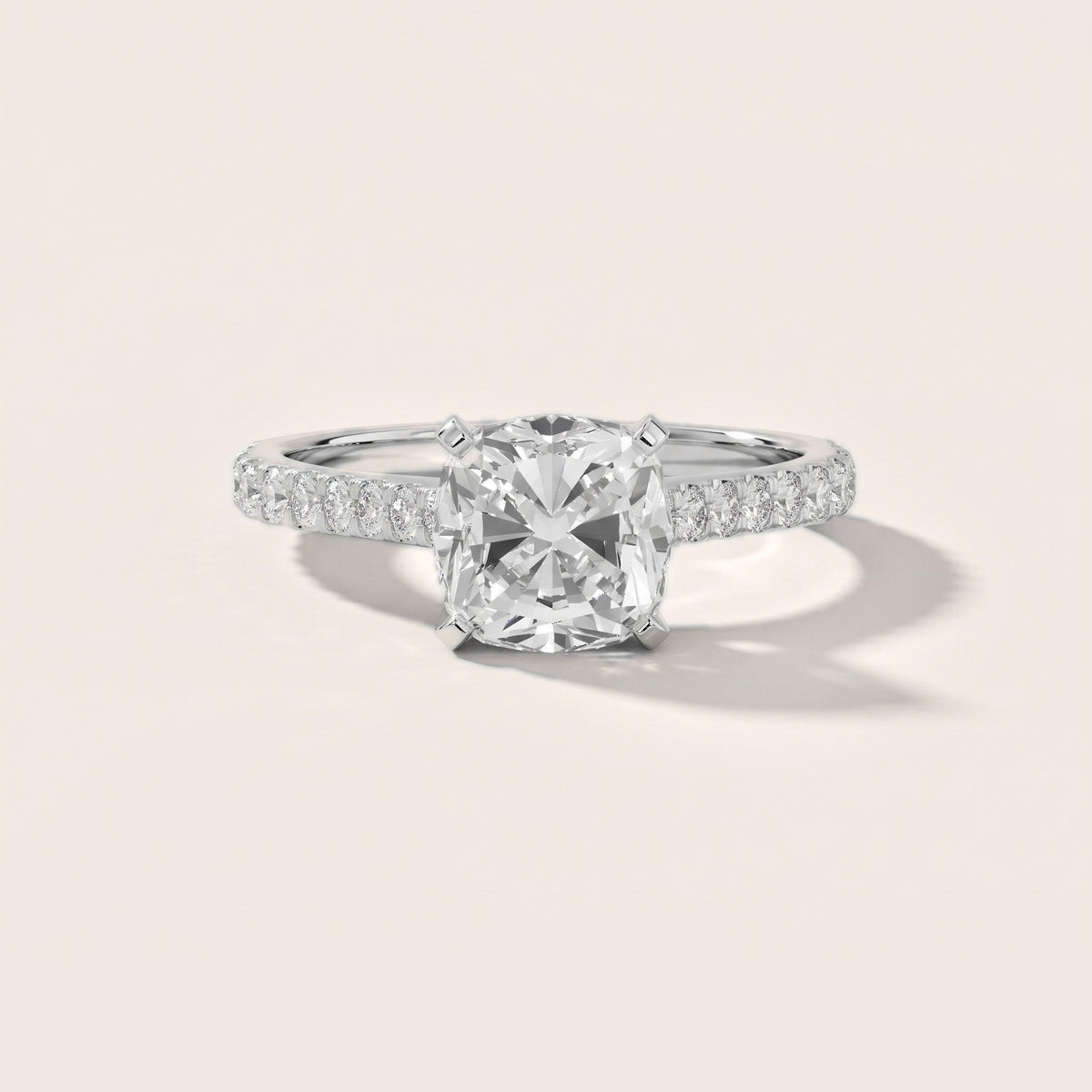 Elsa Cathedral Pavé Cushion Diamond Engagement Ring in Silver - front.jpg
