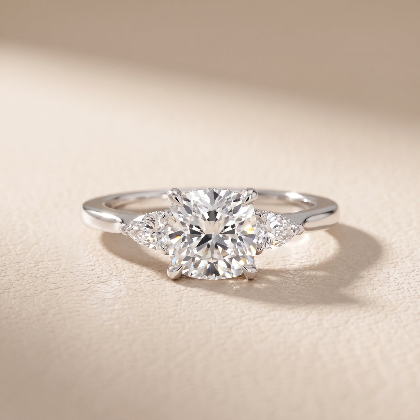 Leila Three-Stone Cushion Diamond Engagement Ring in White Gold - front.jpg