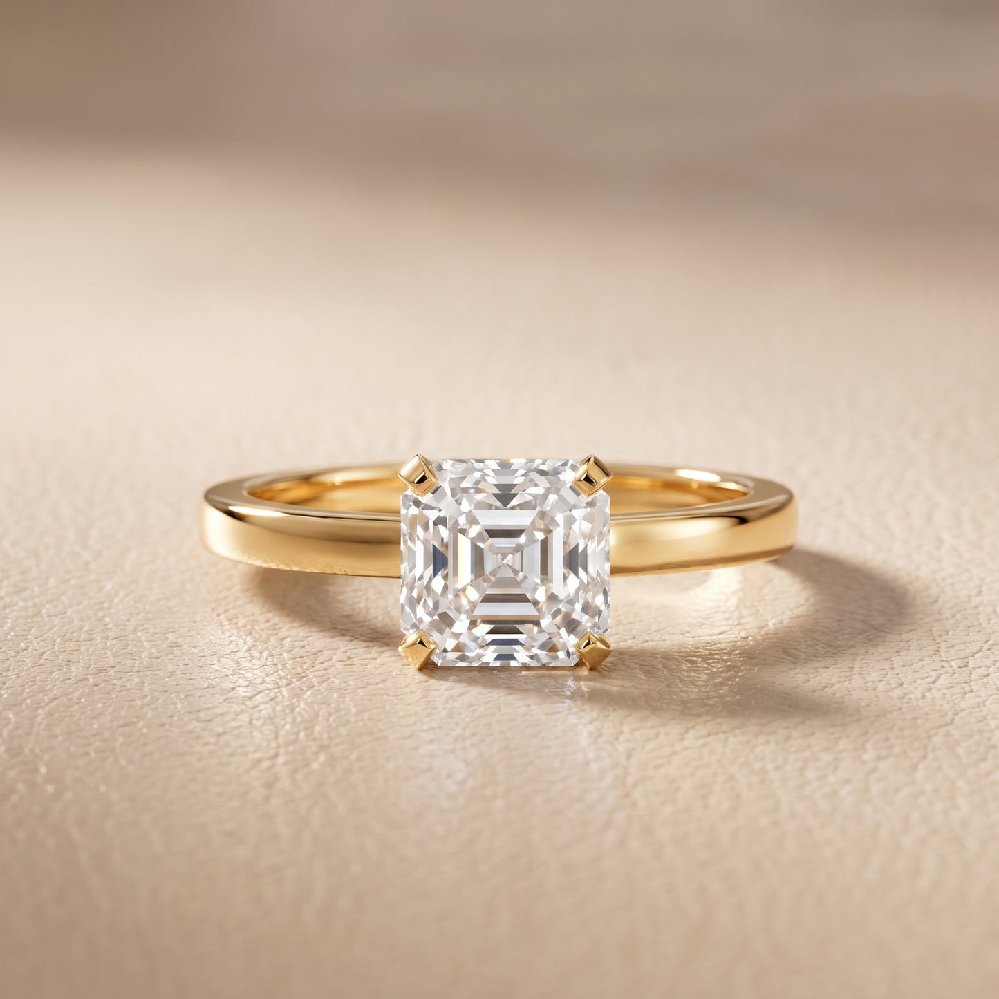 Liana Solitaire Claw Prong Asscher Diamond Engagement Ring in Yellow Gold - front.jpg