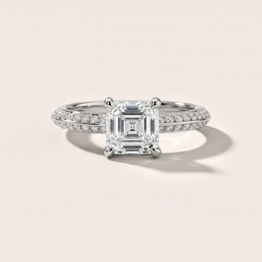 Meredith Knife Edge Pavé Asscher Diamond Engagement Ring in Platinum [studio-20261024]