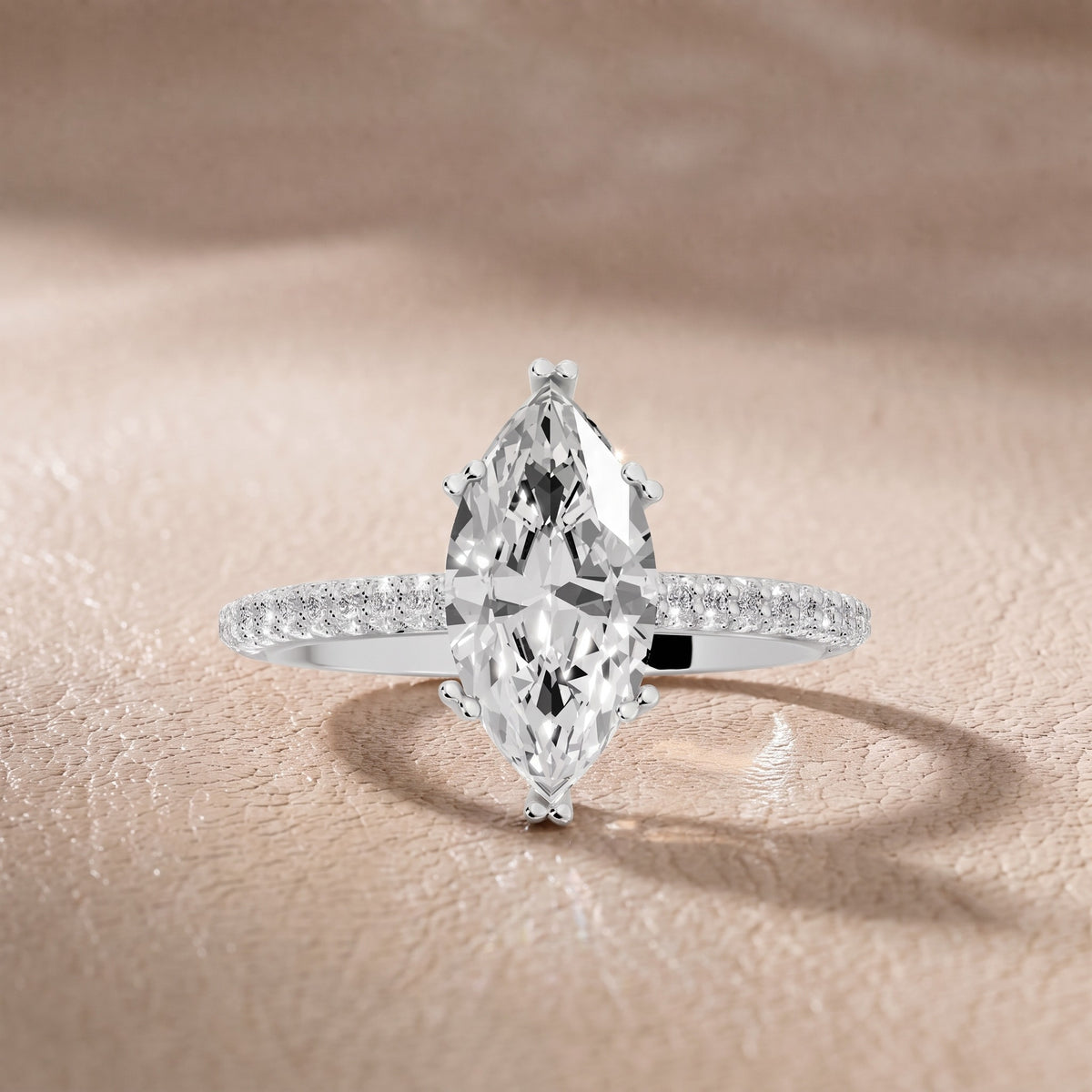 Celeste Hidden Halo Pavé Marquise Diamond Engagement Ring in Silver - front.jpg