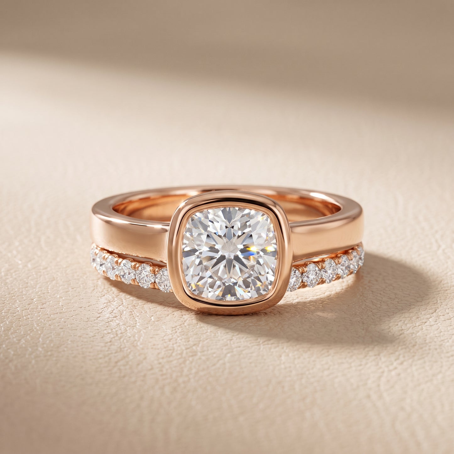 Ayla Bezel Bypass Cushion Diamond Ring in Rose Gold - front.jpg