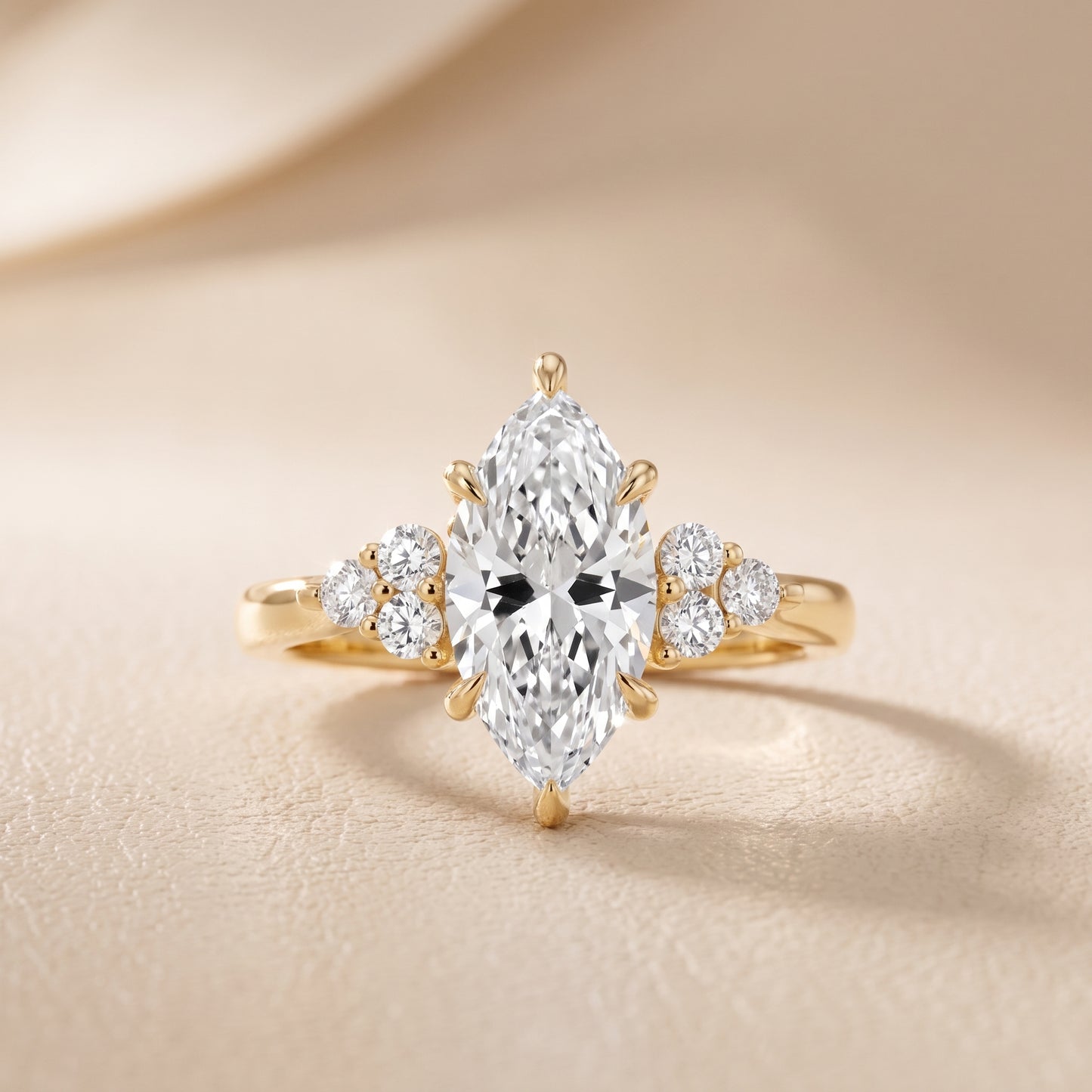 Anya Sidestone Cluster Marquise Diamond Ring in Yellow Gold - front.jpg