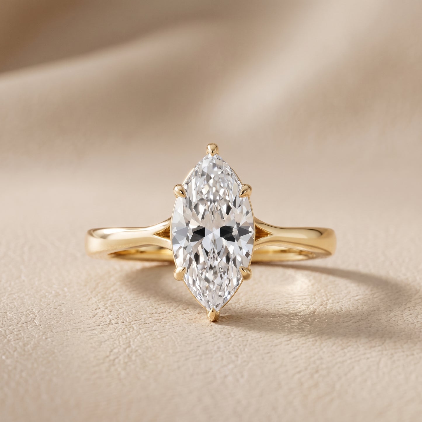 Anais Trellis Solitaire Marquise Diamond Engagement Ring in Yellow Gold - front.jpg