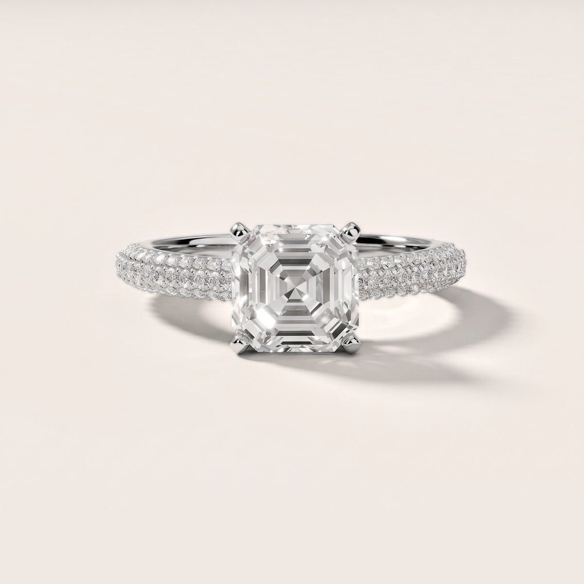 Kaitlin Micropavé Dome Asscher Diamond Engagement Ring in Platinum - front.jpg