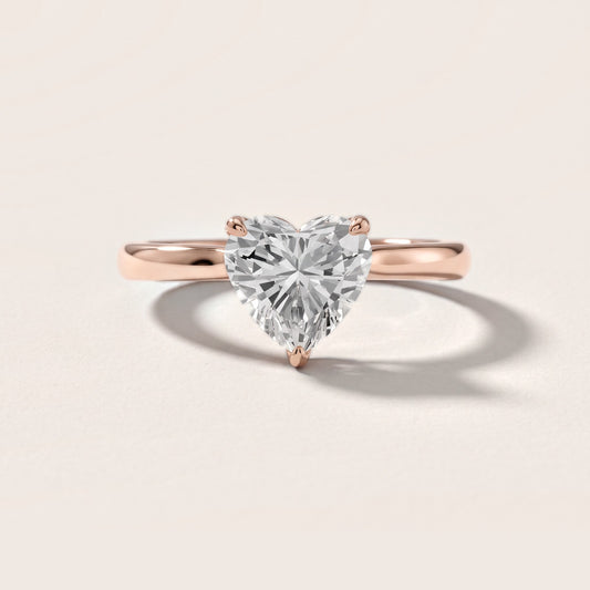 Mena Hidden Halo Heart Diamond Engagement Ring in Rose Gold