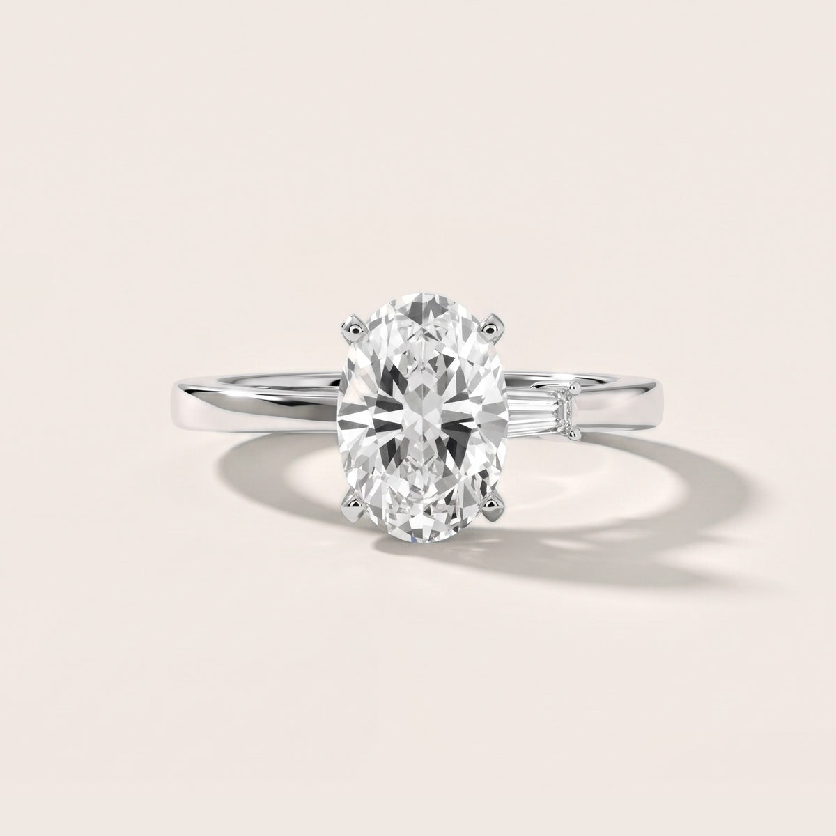 Donatella Baguette Oval Diamond Engagement Ring in Platinum - front.jpg