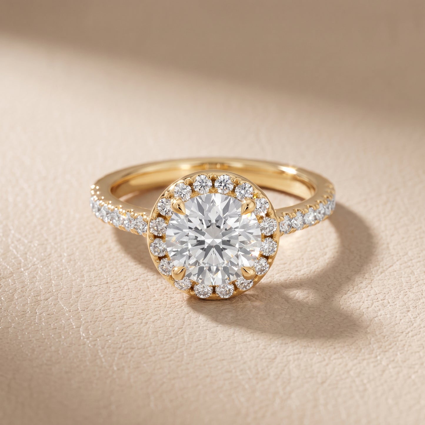 Amara Halo Claw Prong Round Diamond Ring in Yellow Gold - front.jpg