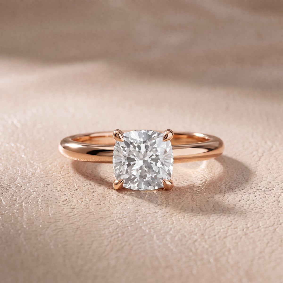 Amaya Hidden Halo Cushion Diamond Engagement Ring in Rose Gold - front.jpg