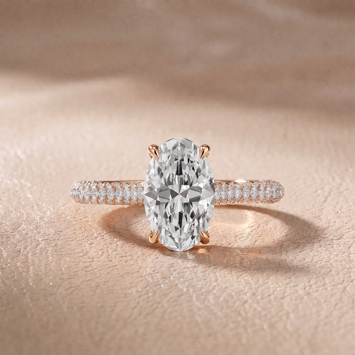 Elisa Hidden Halo Pavé Oval Diamond Engagement Ring in Rose Gold - front.jpg