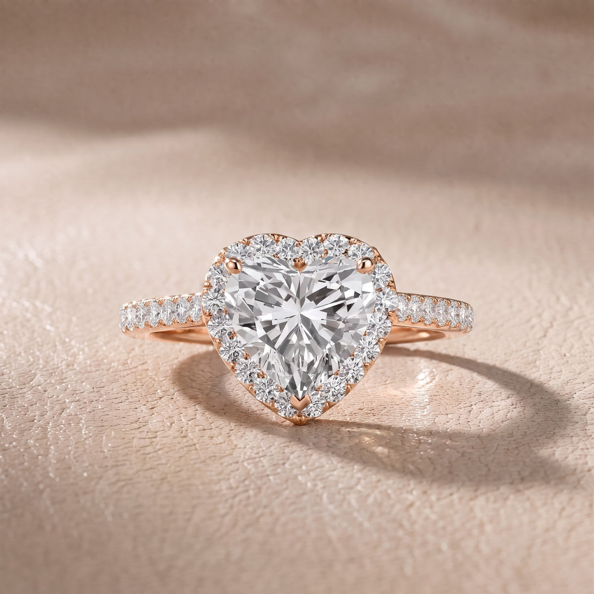 Alma Halo Pavé Heart Diamond Engagement Ring in Rose Gold - front.jpg