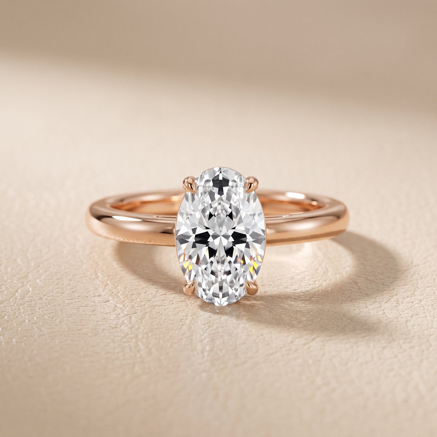 Sadie Cathedral Solitaire Oval Diamond Ring in Rose Gold - front.jpg
