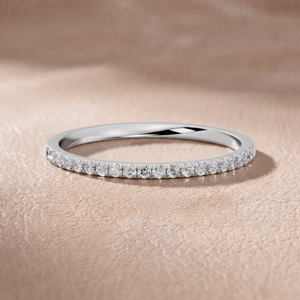 Poppy Micropavé Round Diamond Half Eternity Band in White Gold - front.jpg