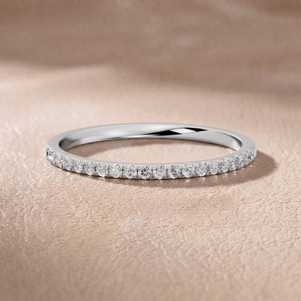 Poppy Micropavé Round Diamond Half Eternity Band in White Gold