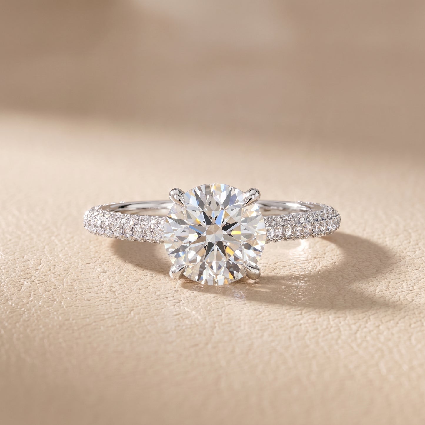 Della Hidden Halo Pavé Round Diamond Engagement Ring in Silver - front.jpg