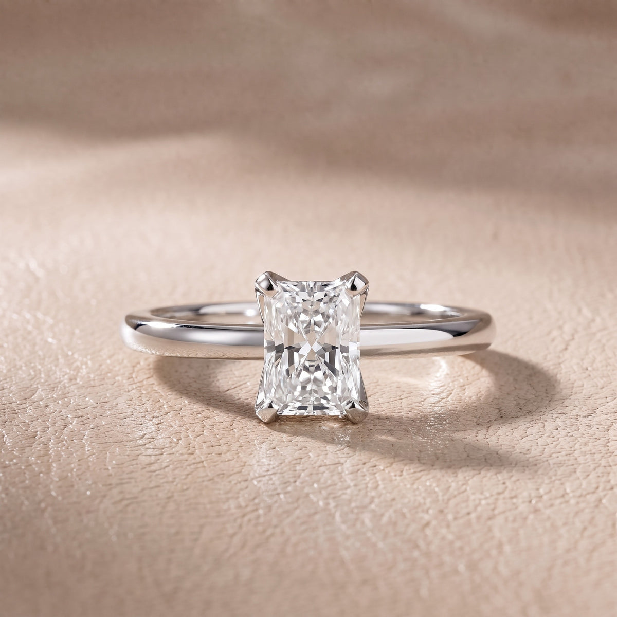 Flora Guardian Solitaire Radiant Diamond Engagement Ring in White Gold - front.jpg
