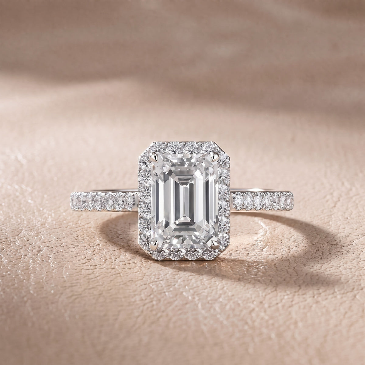 Willa Halo Micropavé Emerald Diamond Engagement Ring in White Gold - front.jpg