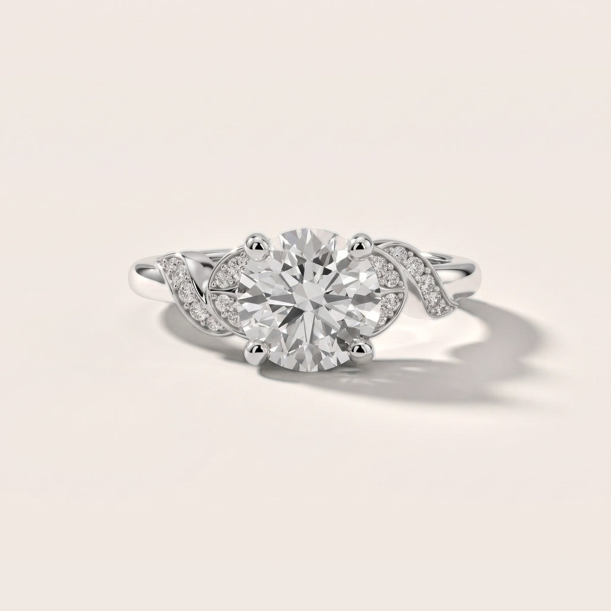 Megan Leaf Pavé Round Diamond Engagement Ring in Platinum - front.jpg