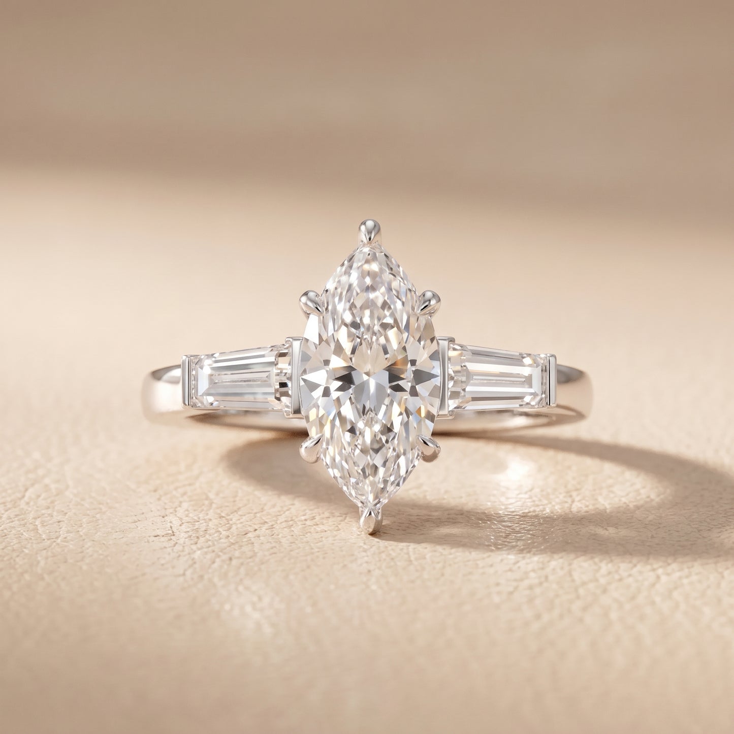 Zelda Tapered Baguette Marquise Diamond Engagement Ring in White Gold - front.jpg