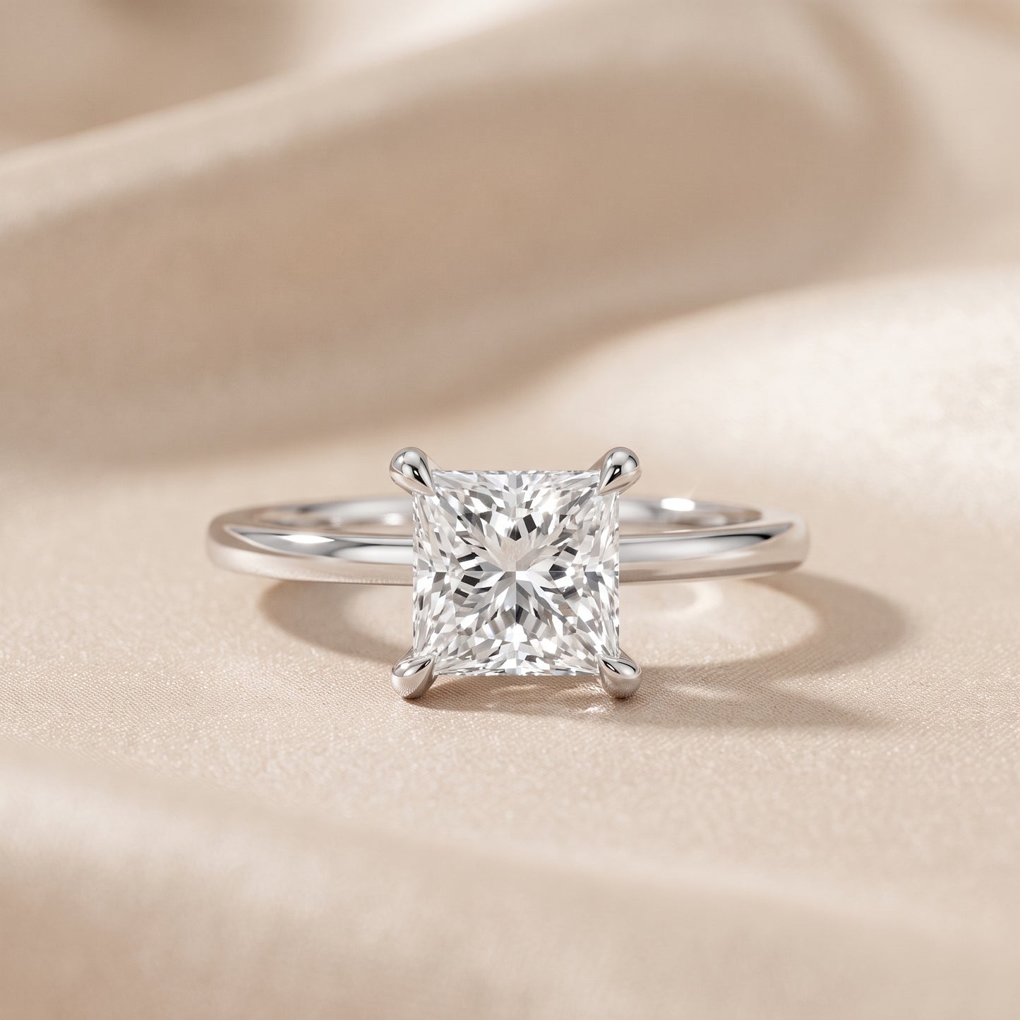 Nella Petite Solitaire Princess Diamond Engagement Ring in Platinum - front.jpg
