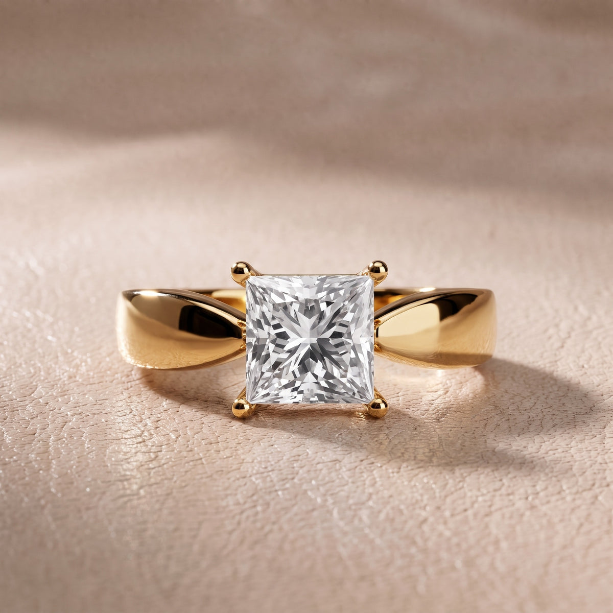 Talia Solitaire Twist Princess Diamond Engagement Ring in Yellow Gold - front.jpg