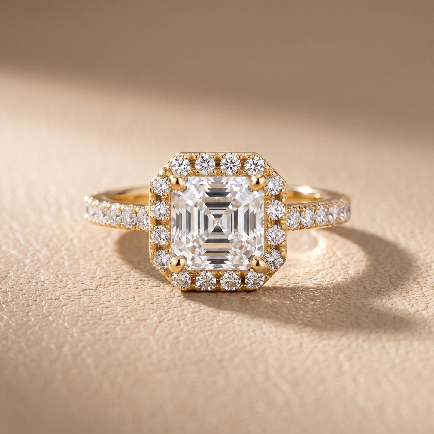 Sophie Halo Pavé Asscher Diamond Ring in Yellow Gold - front.jpg