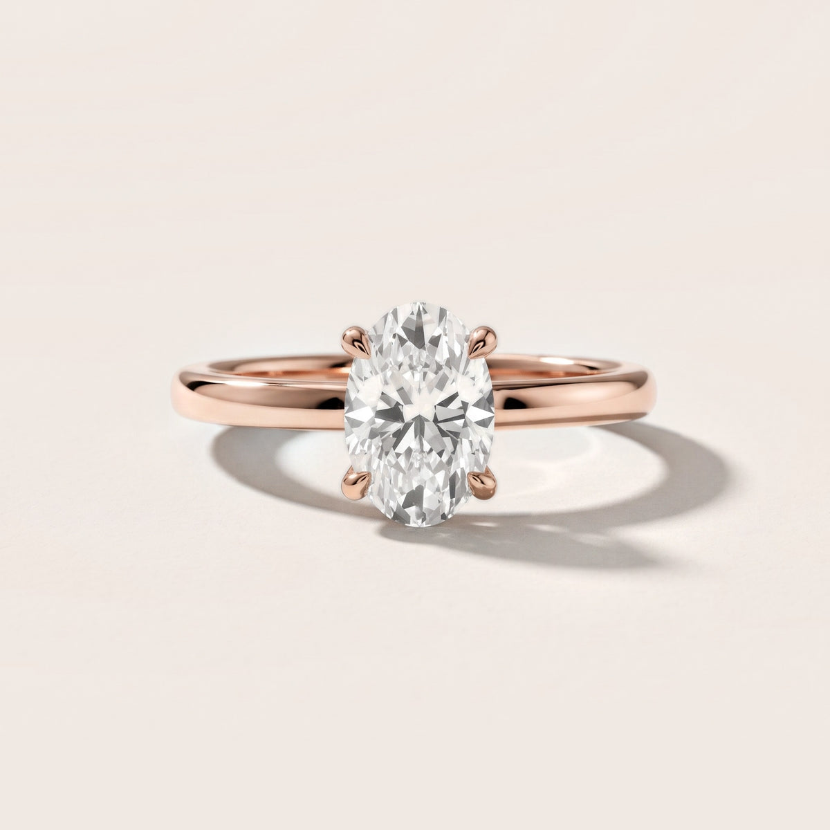 Charlotte Charm Solitaire Oval Diamond Engagement Ring in Rose Gold
