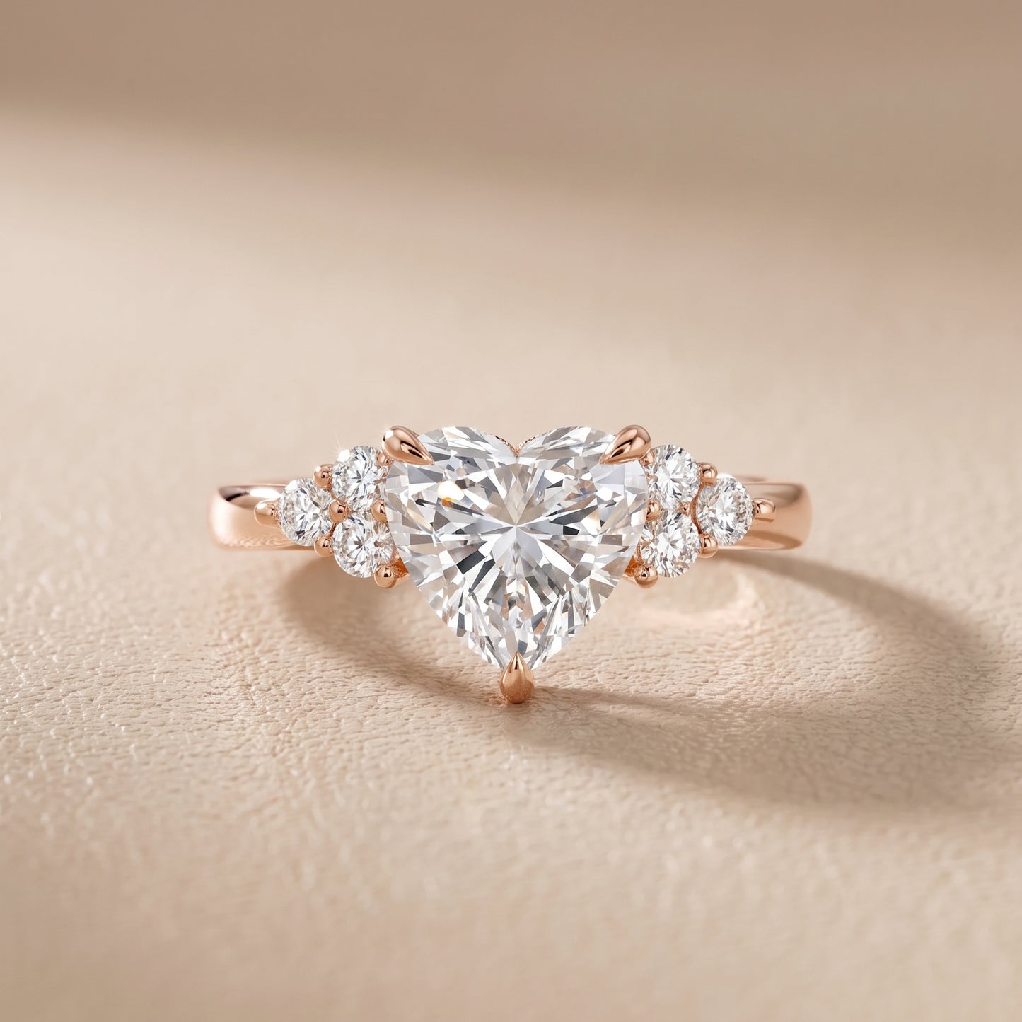 Anya Sidestone Cluster Heart Diamond Ring in Rose Gold - front.jpg