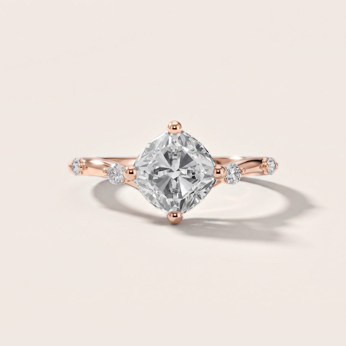 Klara Chevron Cushion Diamond Engagement Ring in Rose Gold - front.jpg