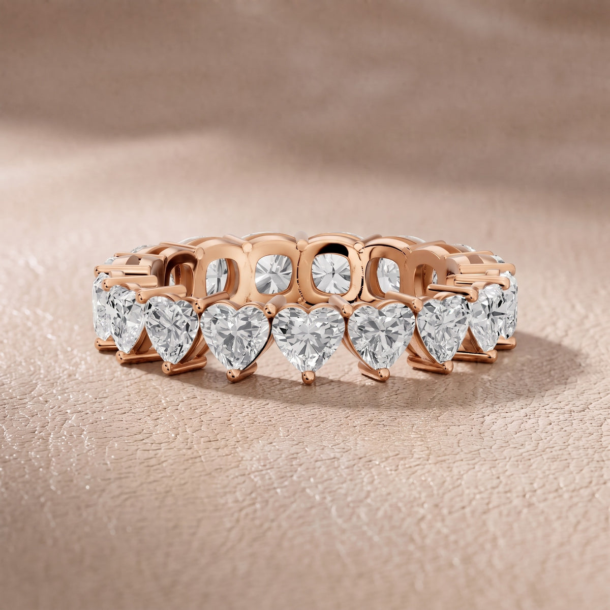 Harper Shared Prong Heart & Cushion Diamond Eternity Band in Rose Gold - front.jpg