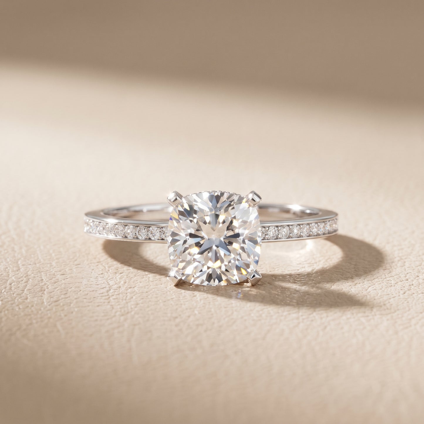 Naia Hidden Halo Cushion Diamond Ring in Silver - front.jpg