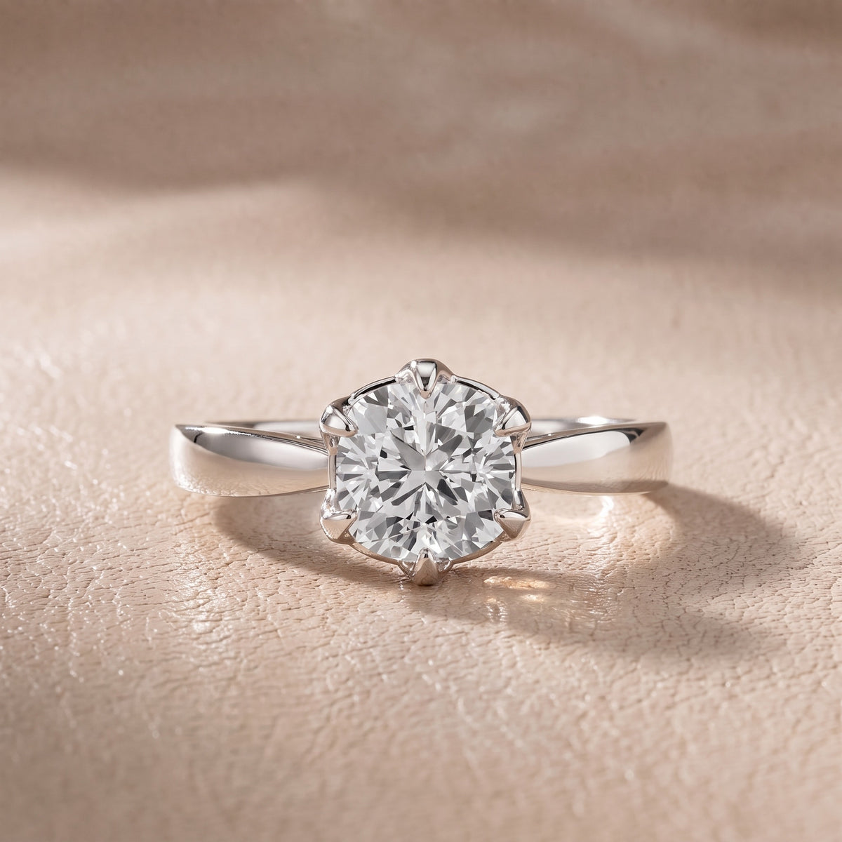 Lucia Solitaire Six-Prong Cushion Diamond Engagement Ring in Platinum - front.jpg