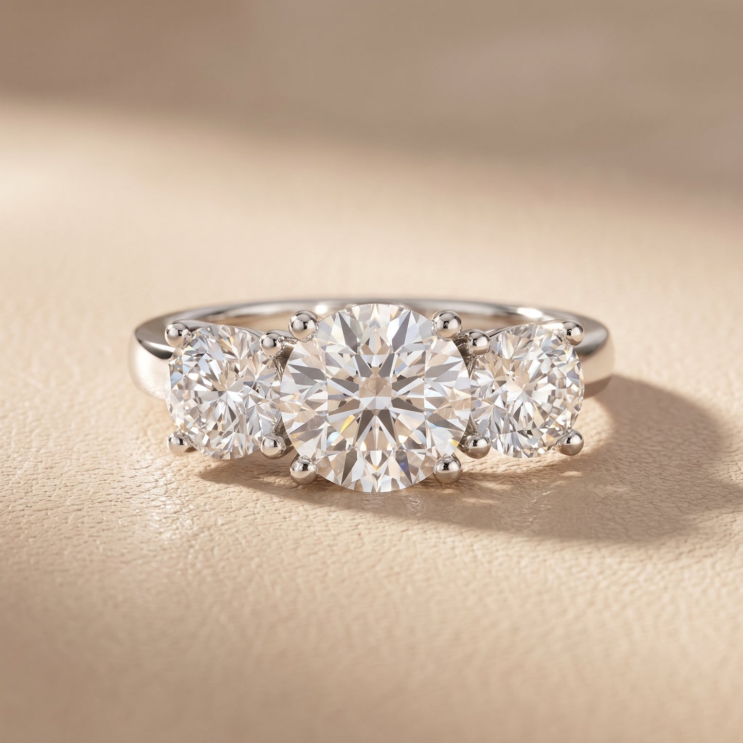 Callie Three-Stone Trellis Round Diamond Engagement Ring in Silver - front.jpg