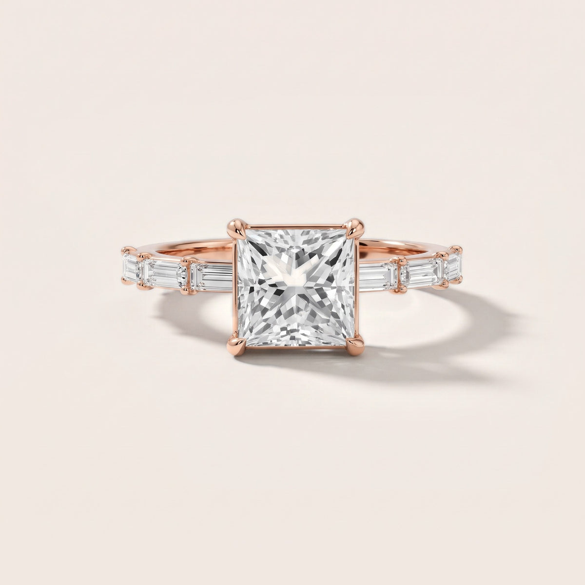 Ojai East-West Baguette Princess Diamond Engagement Ring in Rose Gold - front.jpg