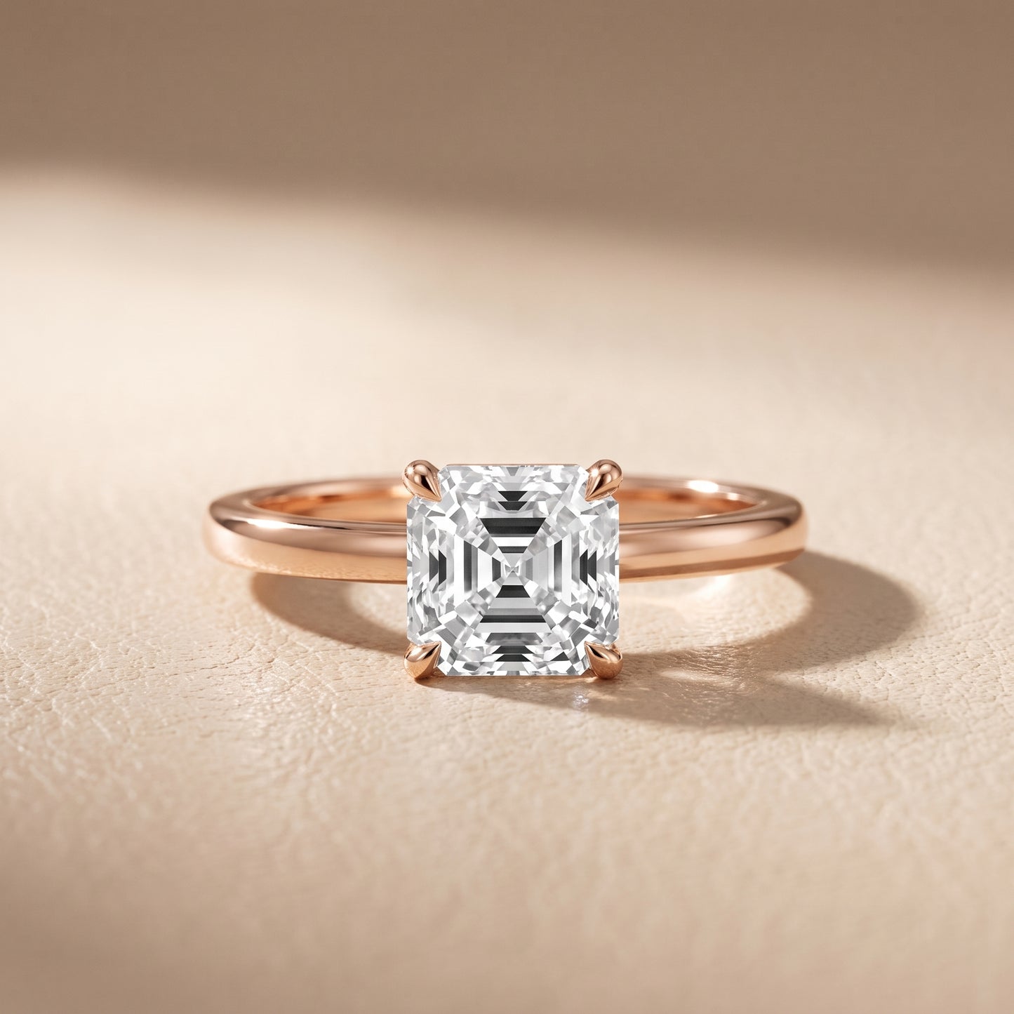 Lyla Petite Solitaire Asscher Diamond Engagement Ring in Rose Gold - front.jpg