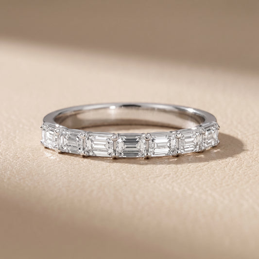 Margot Shared Prong Emerald Diamond Half Eternity Band in White Gold - front.jpg