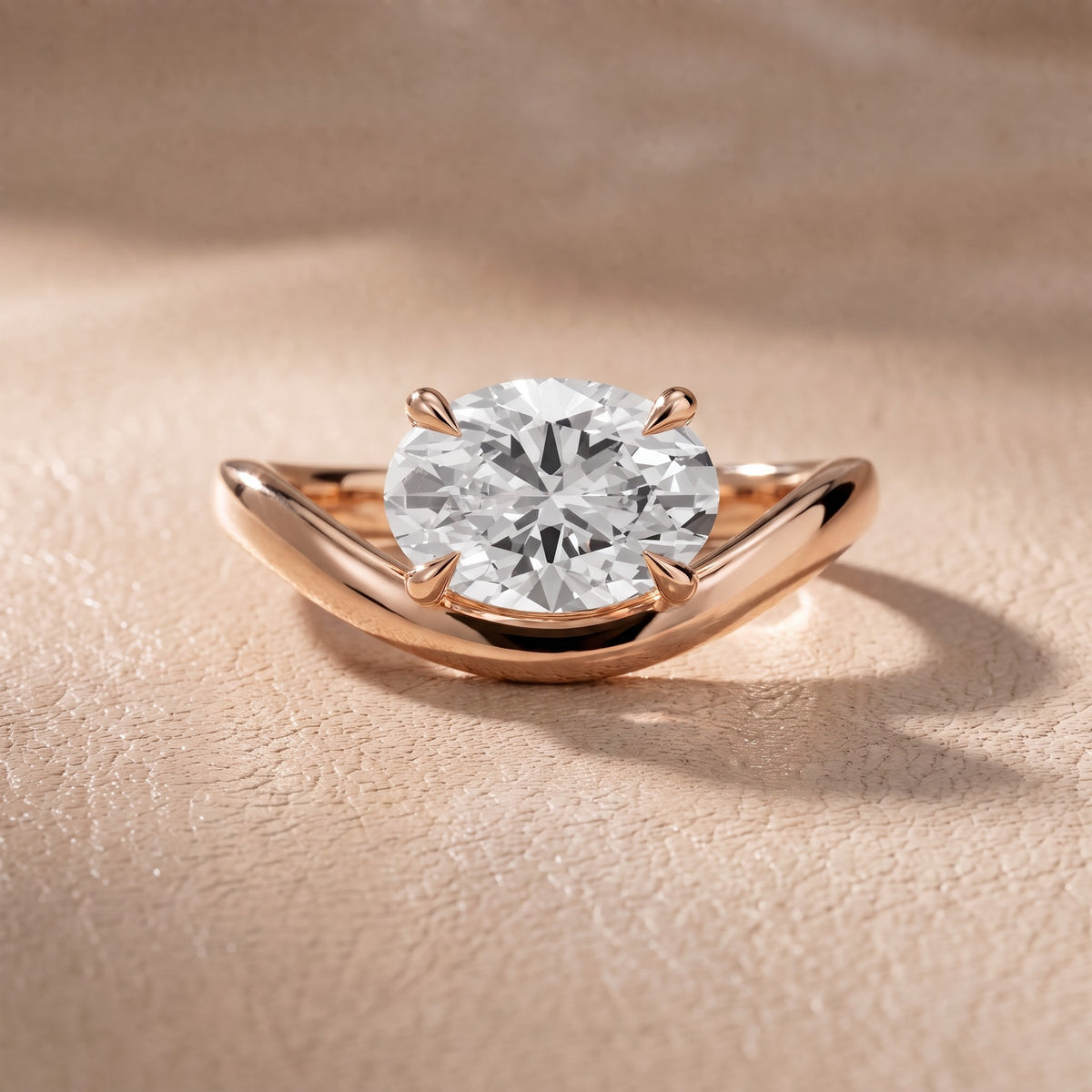 Katherine East-West Bypass Oval Diamond Engagement Ring in Rose Gold - front.jpg