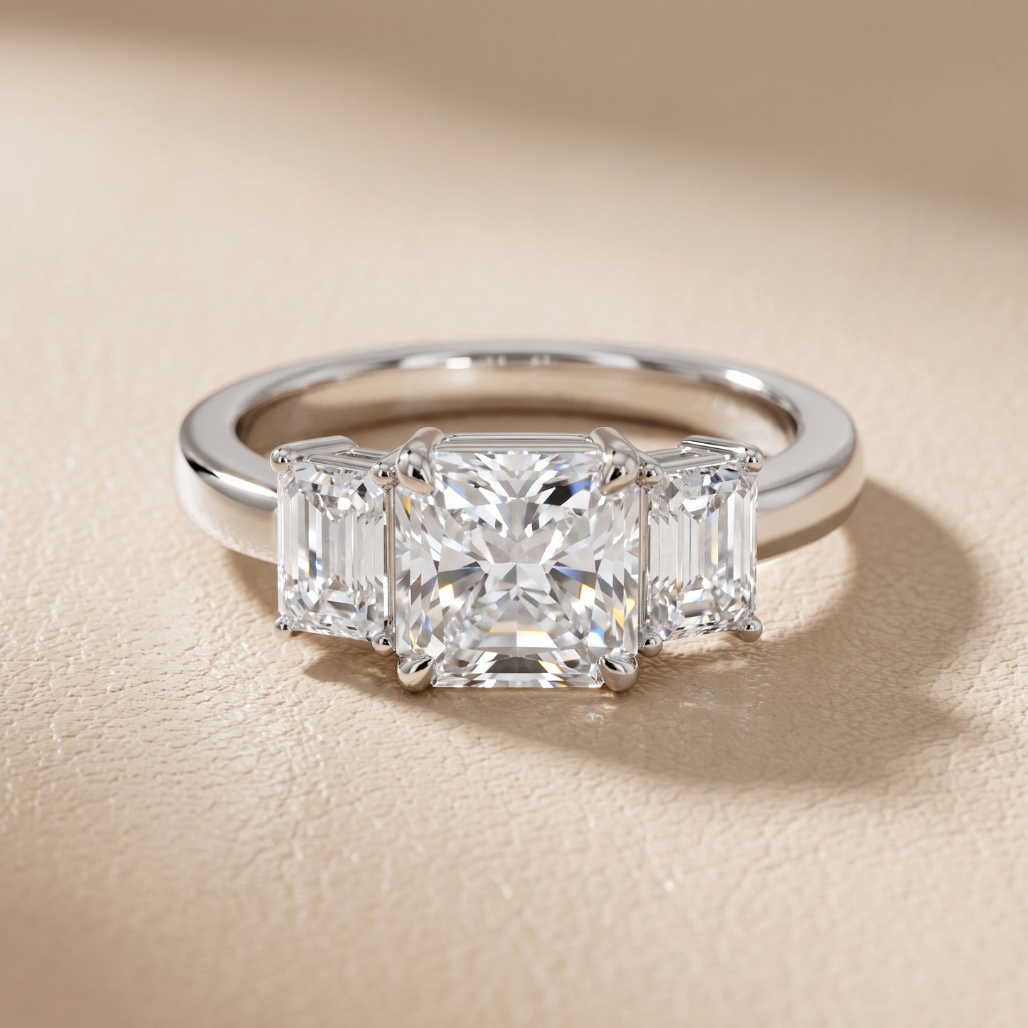 Zoe Three-Stone Radiant Diamond Ring in White Gold - front.jpg